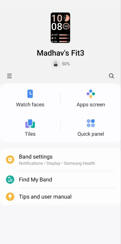 WhatsApp on Galaxy Fit 3