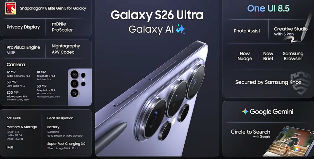 Galaxy S26 Ultra Features