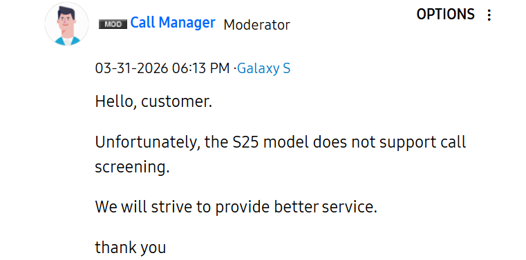 Call Screening on Galaxy S25 Ultra