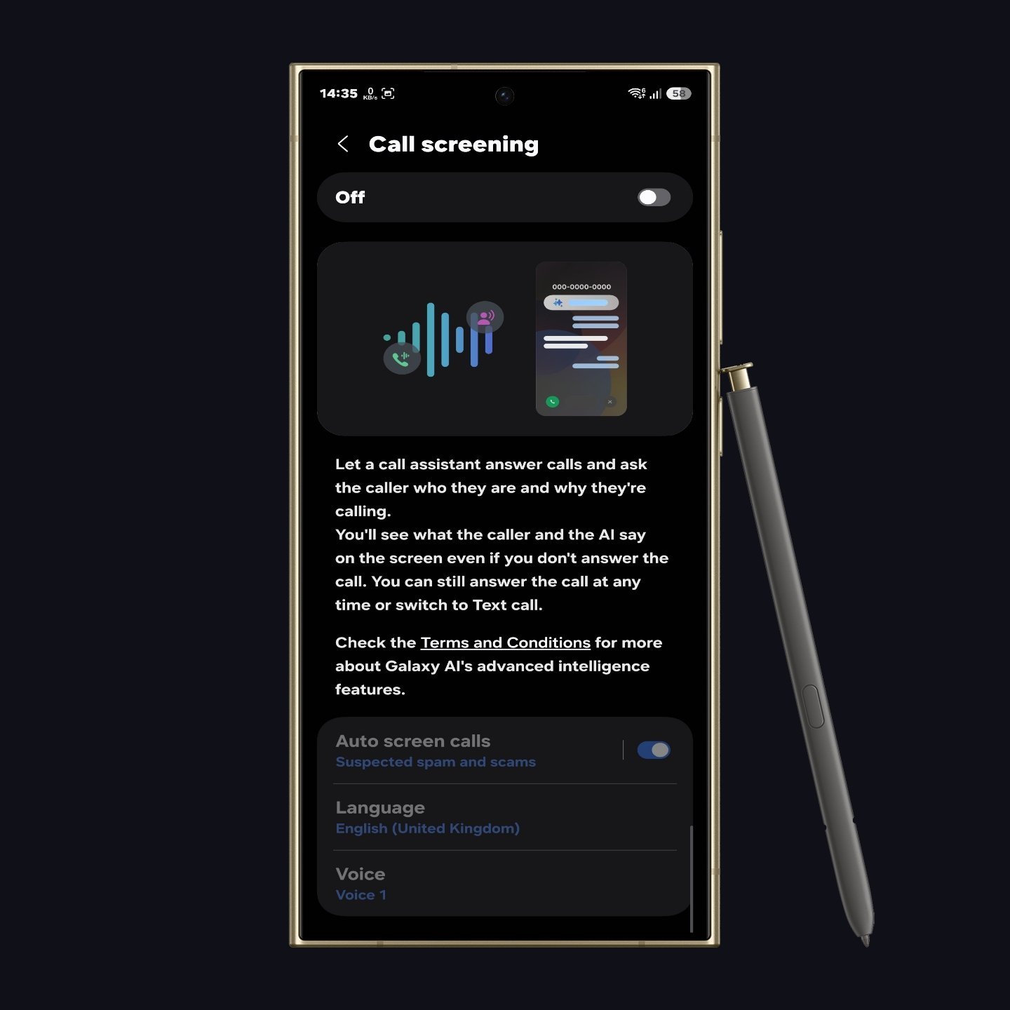 Call Screening on Galaxy S24 Ultra
