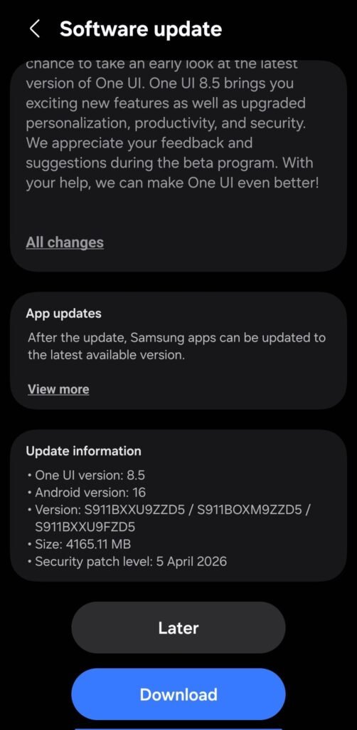 Galaxy S23 One UI 8.5 Beta Update