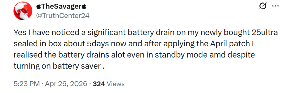 Galaxy S25 Ultra Battery Drain Issue