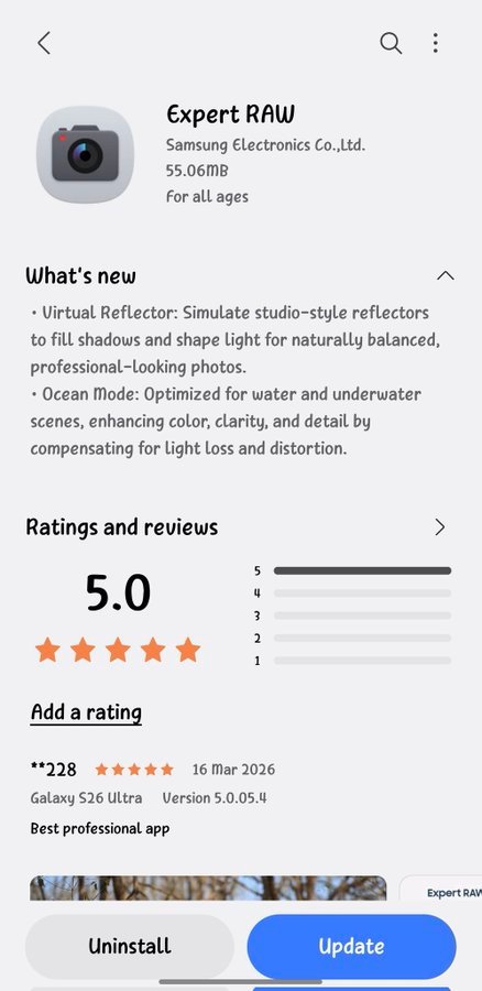 New Expert RAW Update Galaxy S26 Ultra